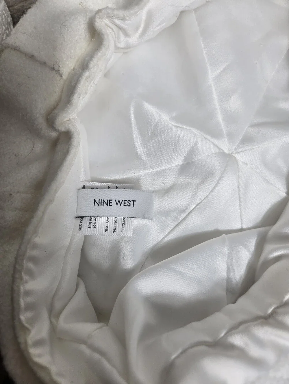 Nine West Ivory Quilted Lined Newsboy Hat Cap